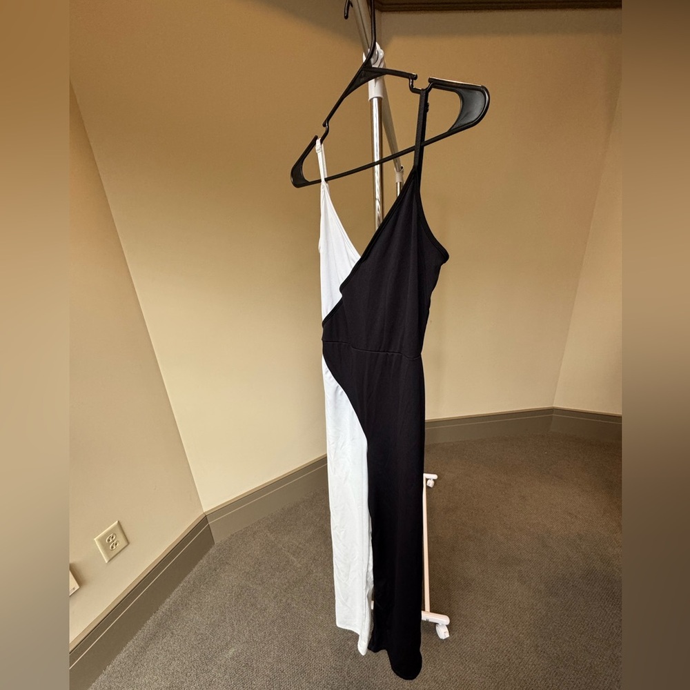 Black and White Color block jumpsuit